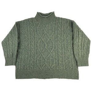 LL Bean 1912 Heritage Wool Alpaca Mock Neck Sweater Womens 2X Fisherman Green